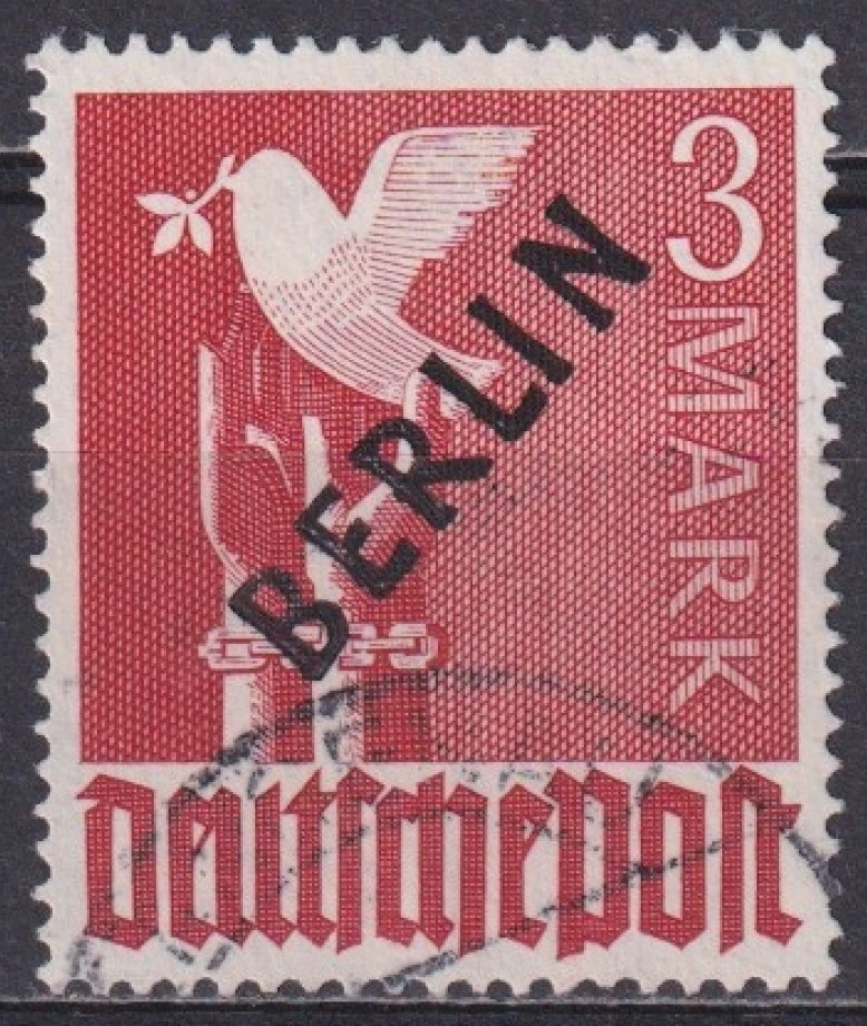 Berlin, 1948 - "Müttefik İşgal Bölgesi" pulları üzerine siyah sürşarj, Damgalı, 3Mk