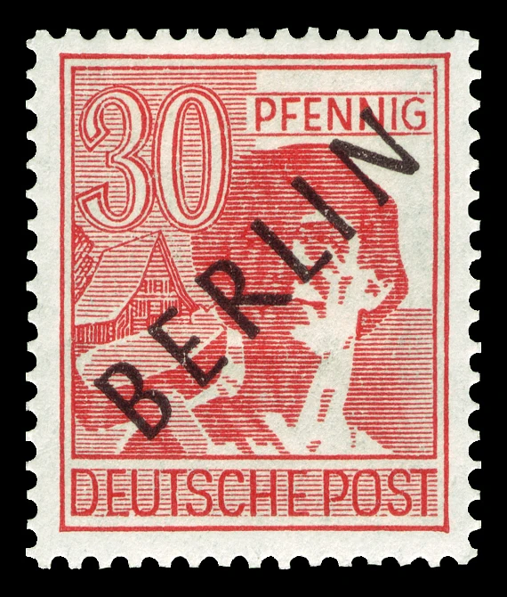 Berlin, 1948 - "Müttefik İşgal Bölgesi" pulları üzerine siyah sürşarj, MNH Damgasız, 30Pfg
