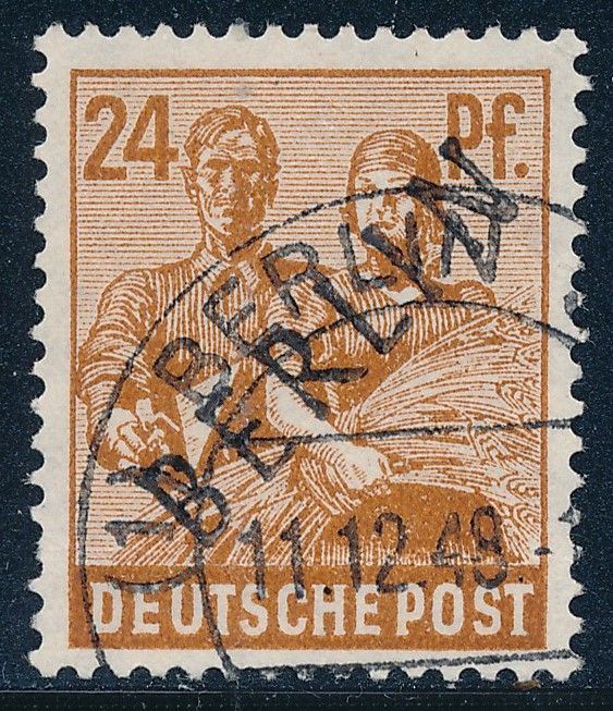 Berlin, 1948 - "Müttefik İşgal Bölgesi" pulları üzerine siyah sürşarj, Damgalı, 24Pfg