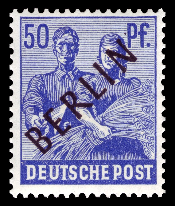 Berlin, 1948 - "Müttefik İşgal Bölgesi" pulları üzerine siyah sürşarj, MNH Damgasız, 50Pfg