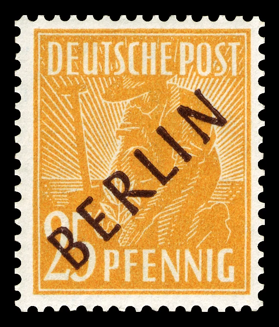 Berlin, 1948 - "Müttefik İşgal Bölgesi" pulları üzerine siyah sürşarj, MNH Damgasız, 25Pfg