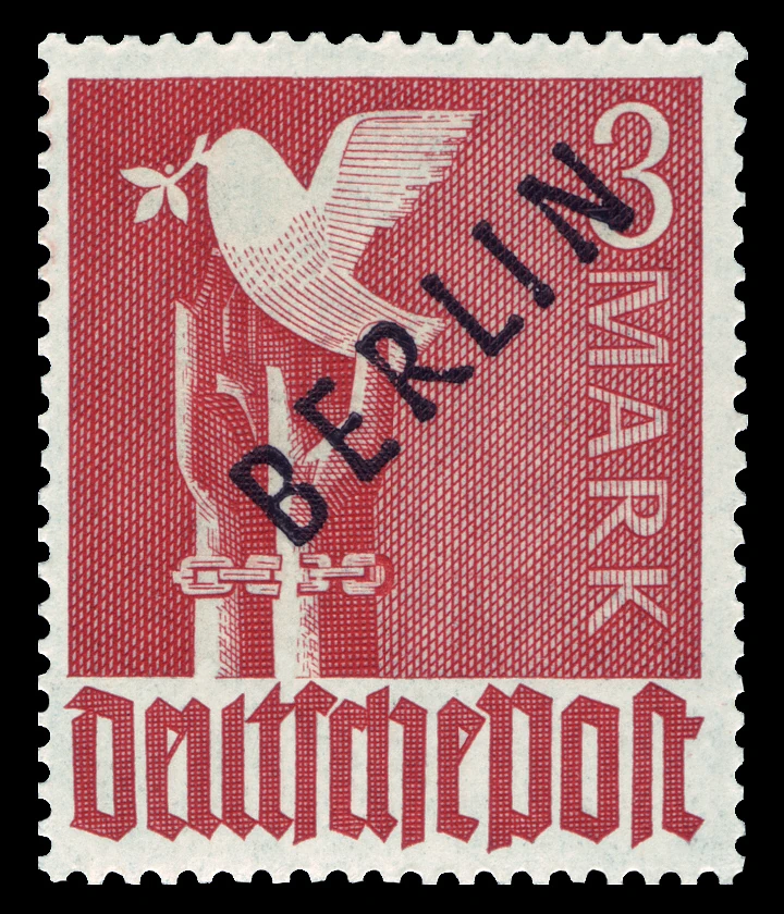 Berlin, 1948 - "Müttefik İşgal Bölgesi" pulları üzerine siyah sürşarj, MNH Damgasız, 3Mk