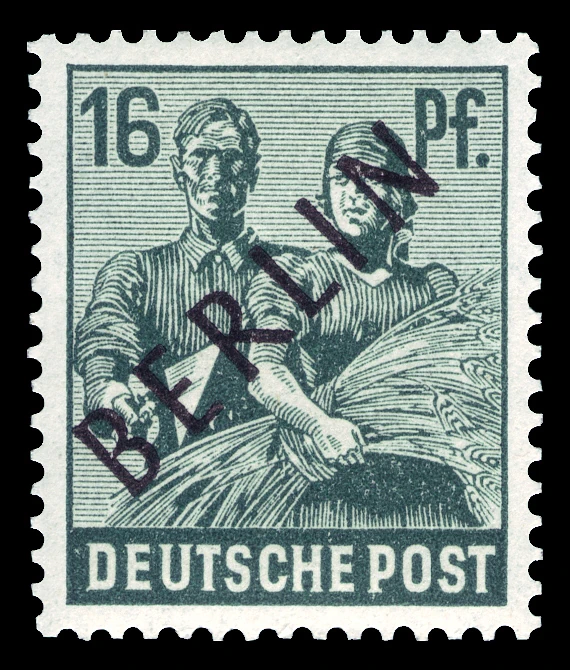 Berlin, 1948 - "Müttefik İşgal Bölgesi" pulları üzerine siyah sürşarj, MNH Damgasız, 16Pfg