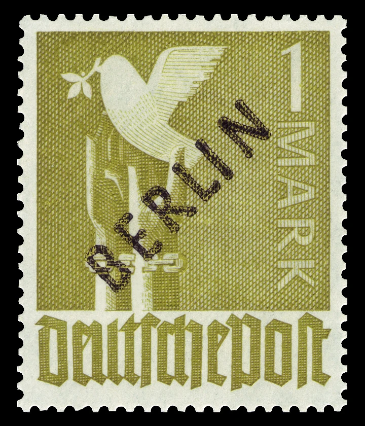 Berlin, 1948 - "Müttefik İşgal Bölgesi" pulları üzerine siyah sürşarj, MNH Damgasız, 1Mk