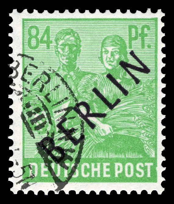 Berlin, 1948 - "Müttefik İşgal Bölgesi" pulları üzerine siyah sürşarj, Damgalı, 84Pfg