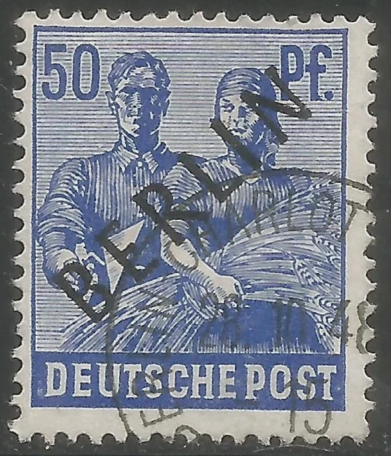 Berlin, 1948 - "Müttefik İşgal Bölgesi" pulları üzerine siyah sürşarj, Damgalı, 50Pfg