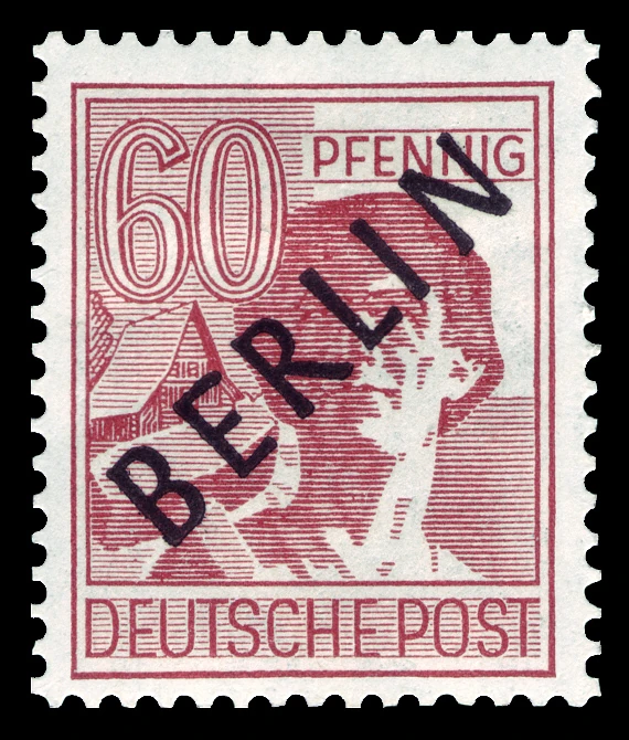 Berlin, 1948 - "Müttefik İşgal Bölgesi" pulları üzerine siyah sürşarj, MNH Damgasız, 60Pfg