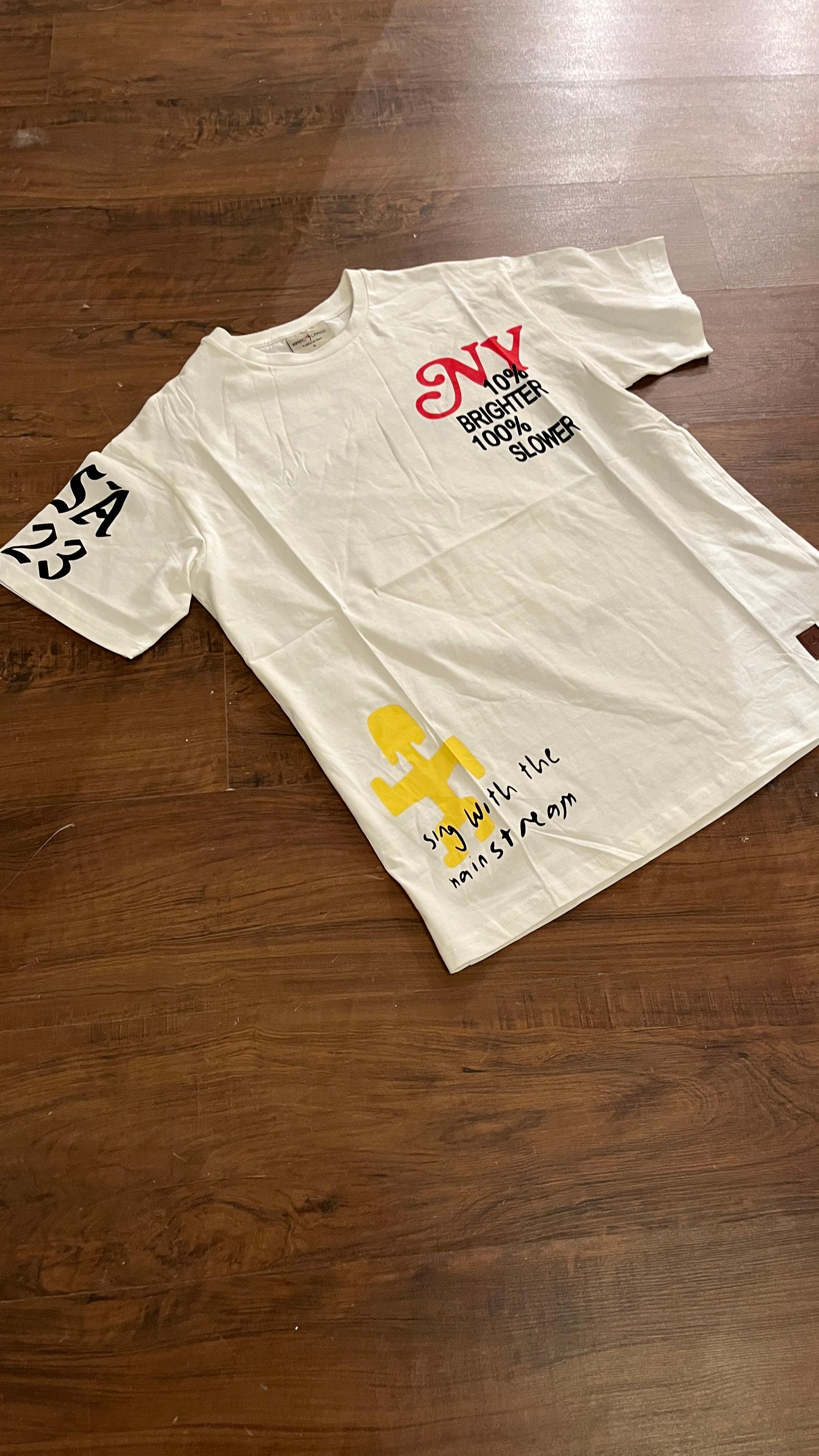 Beyaz New York Baskılı Tshirt