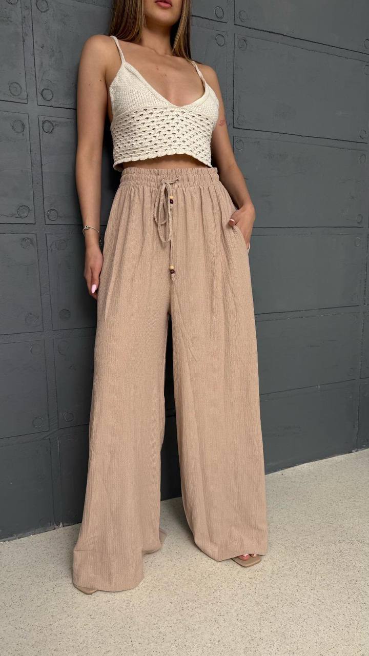 Krem Bürümcük Pantolon