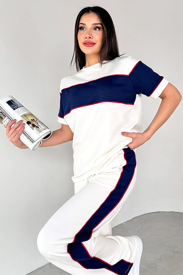 Lacivert Beyaz Renkli Modal Takım 