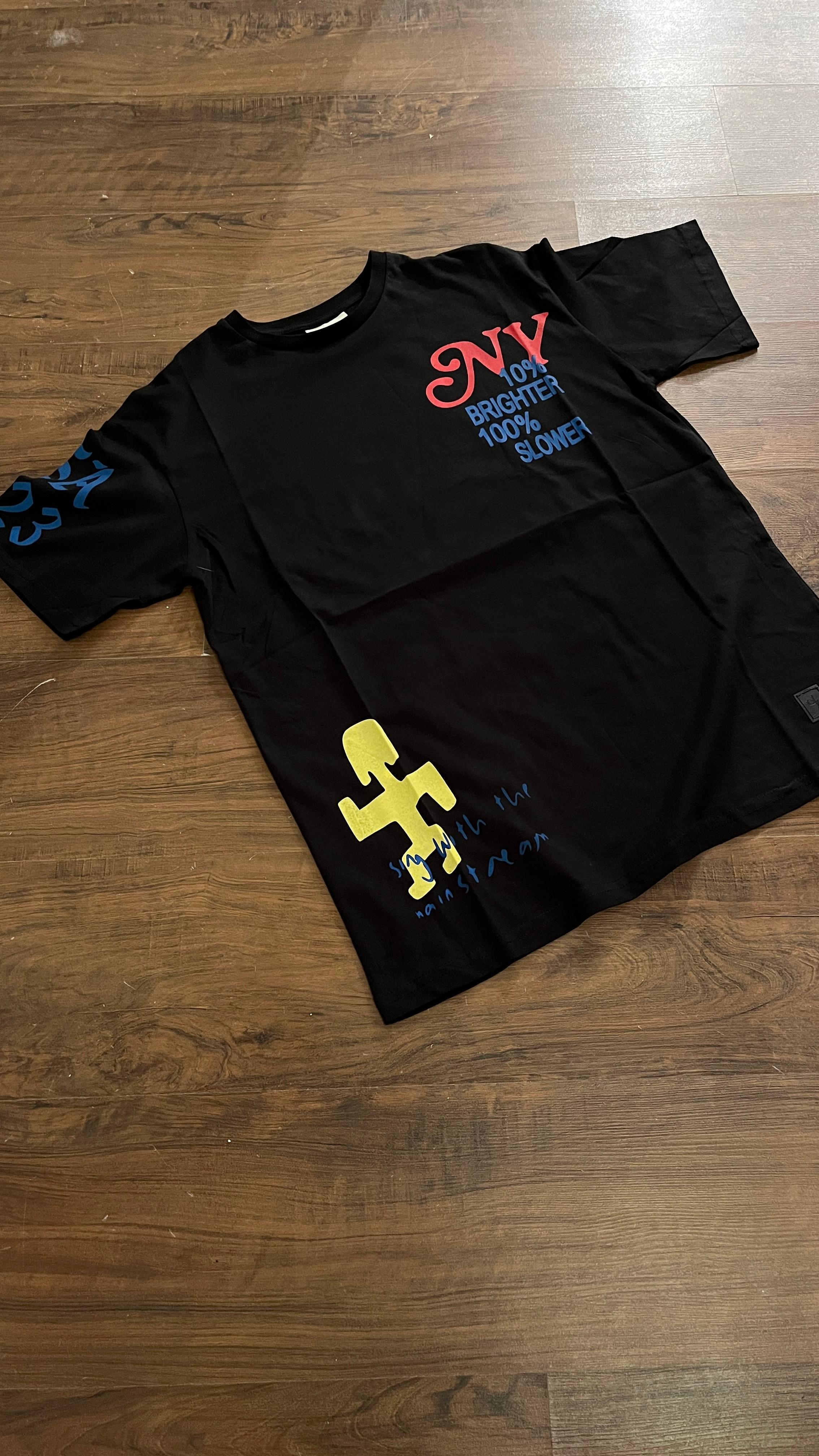 Siyah New York Baskılı Tshirt