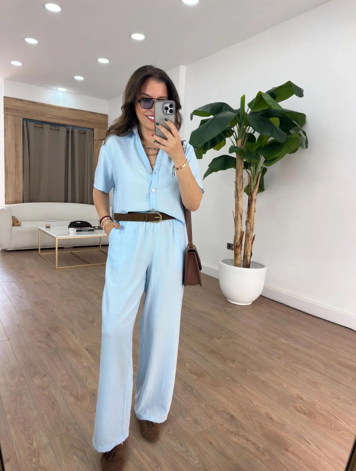 Bebe Mavisi Keten Takım