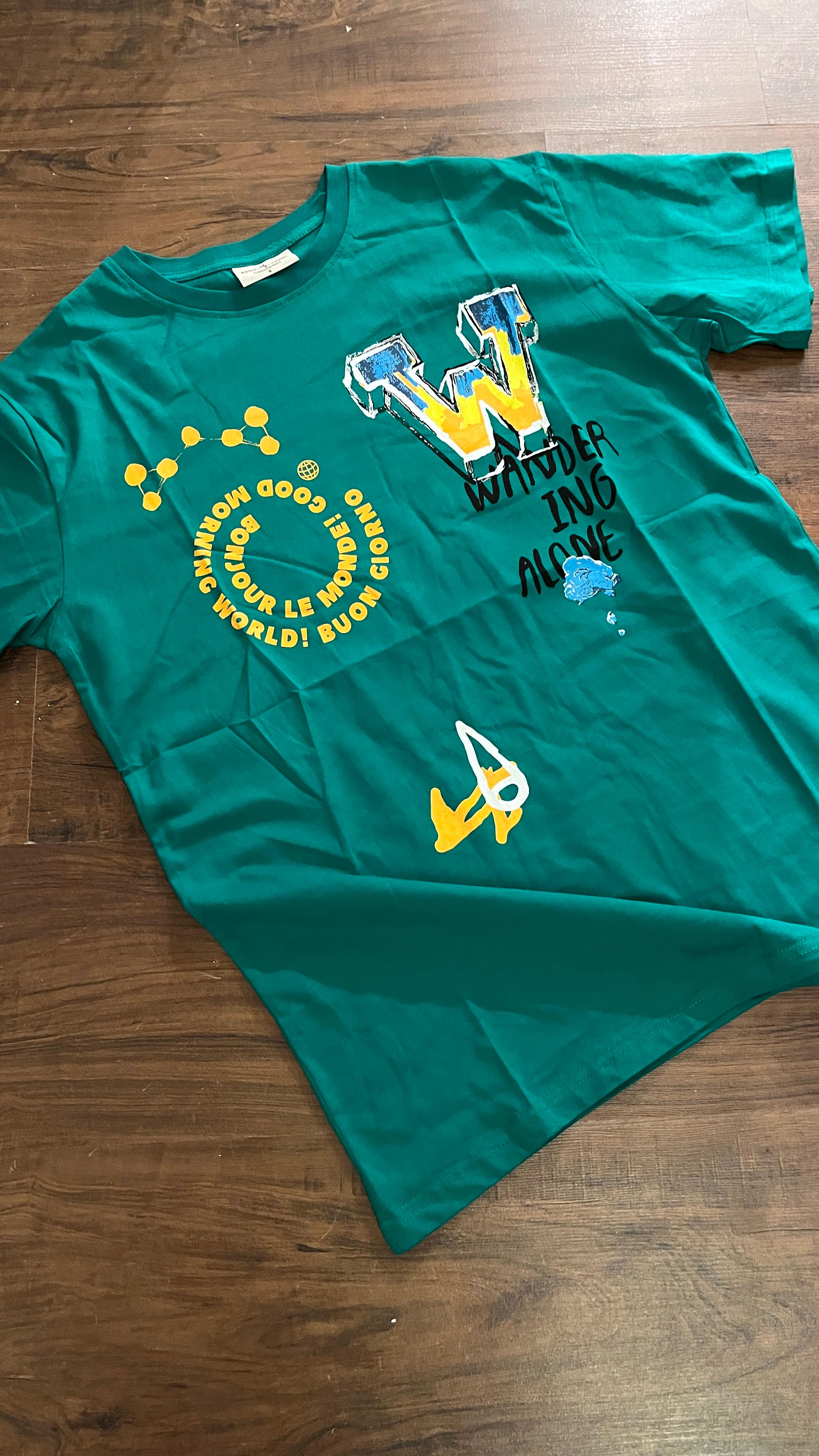 Yeşil Wander Baskılı Tshirt