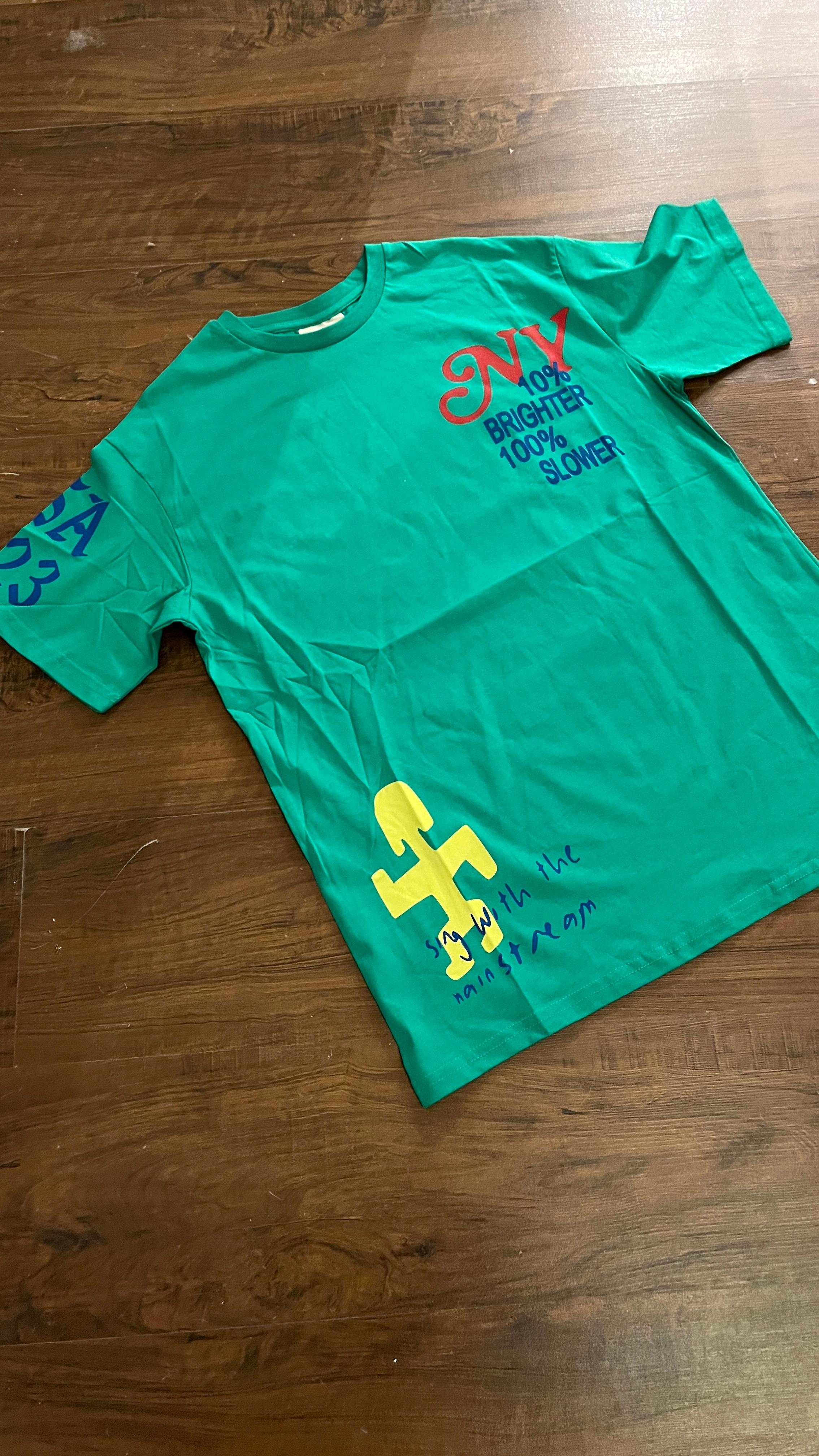 Yeşil New York Baskılı Tshirt