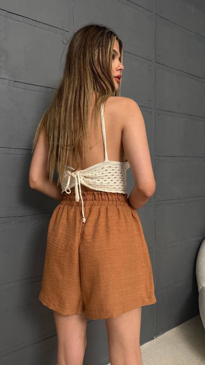 Kahverengi Cepli Şort