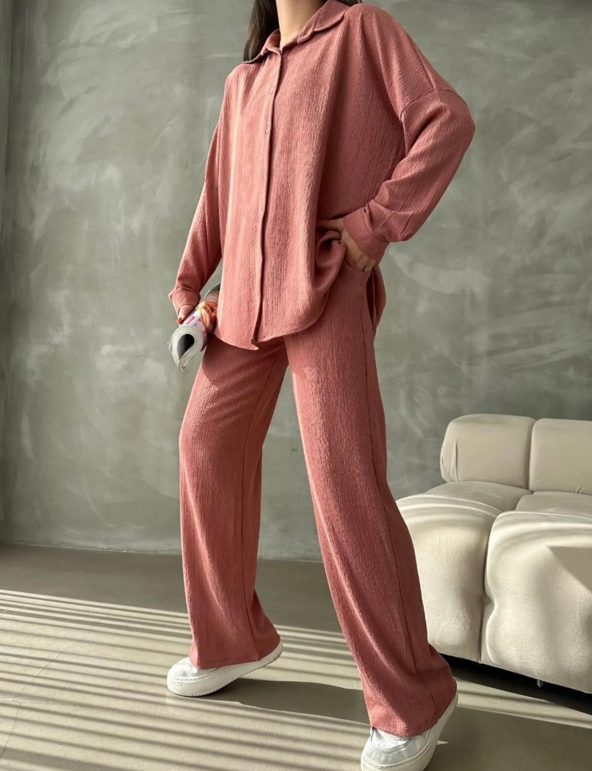 Pembe Gömlek Pantolon Takım