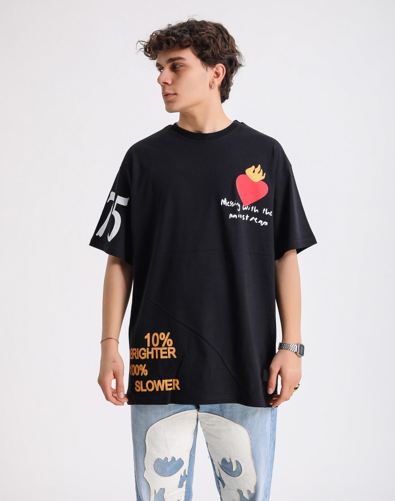 Flame Heart Baskılı Tshirt