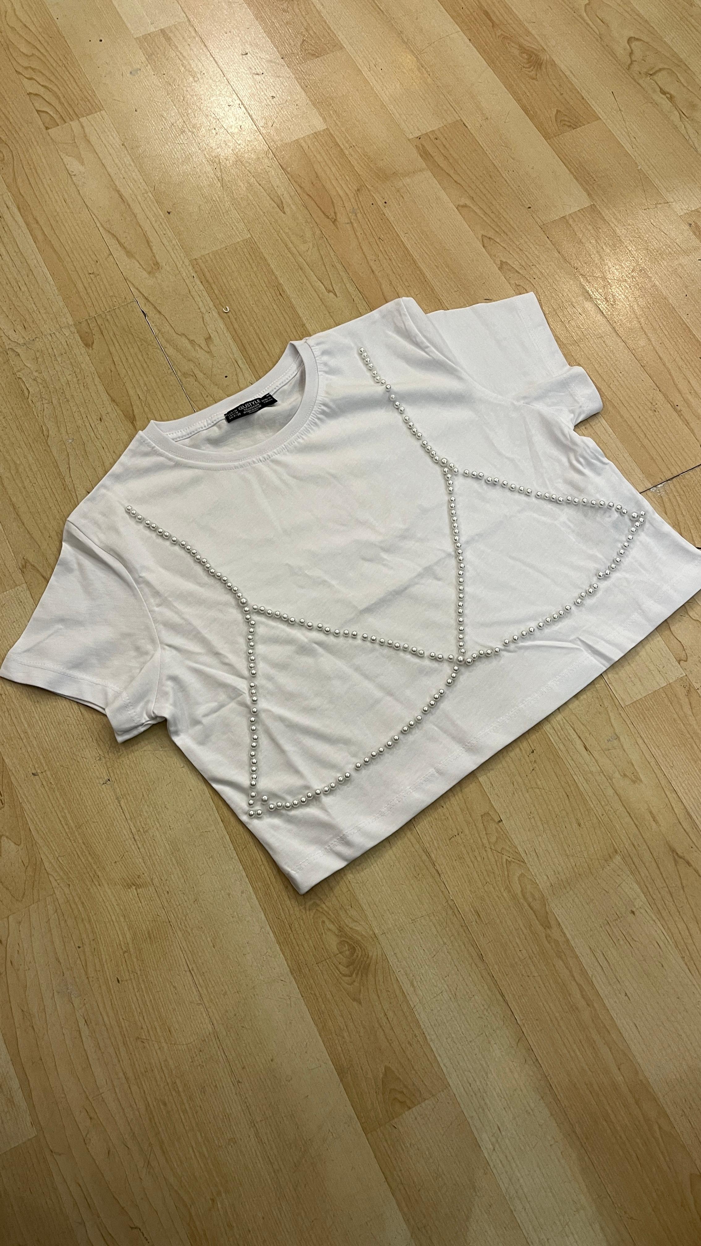 İnci İşlemeli Tshirt