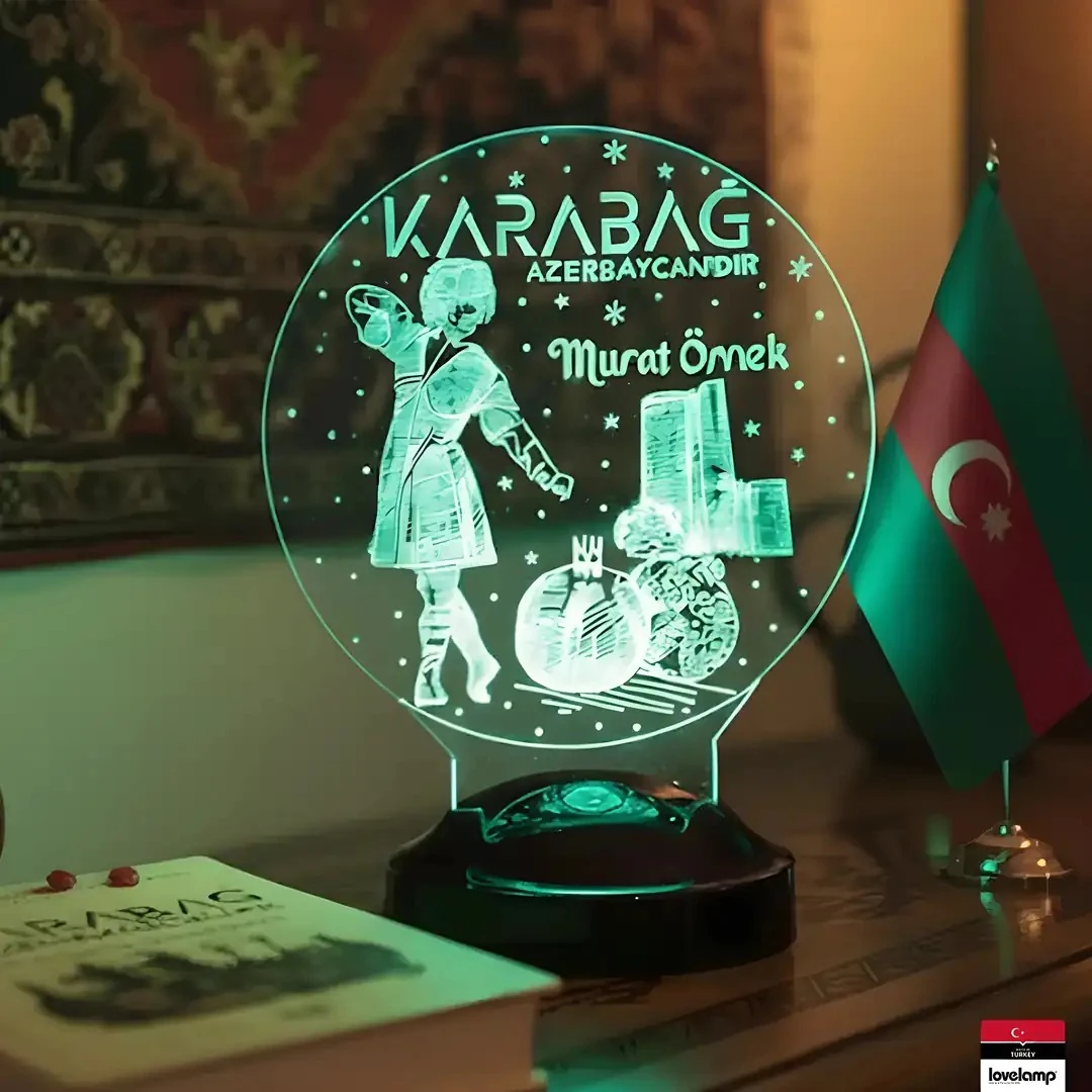 Karabağ Azerbaycan'dır 3D LED Lamba | Milli Temalı Hediye - LoveLamp
