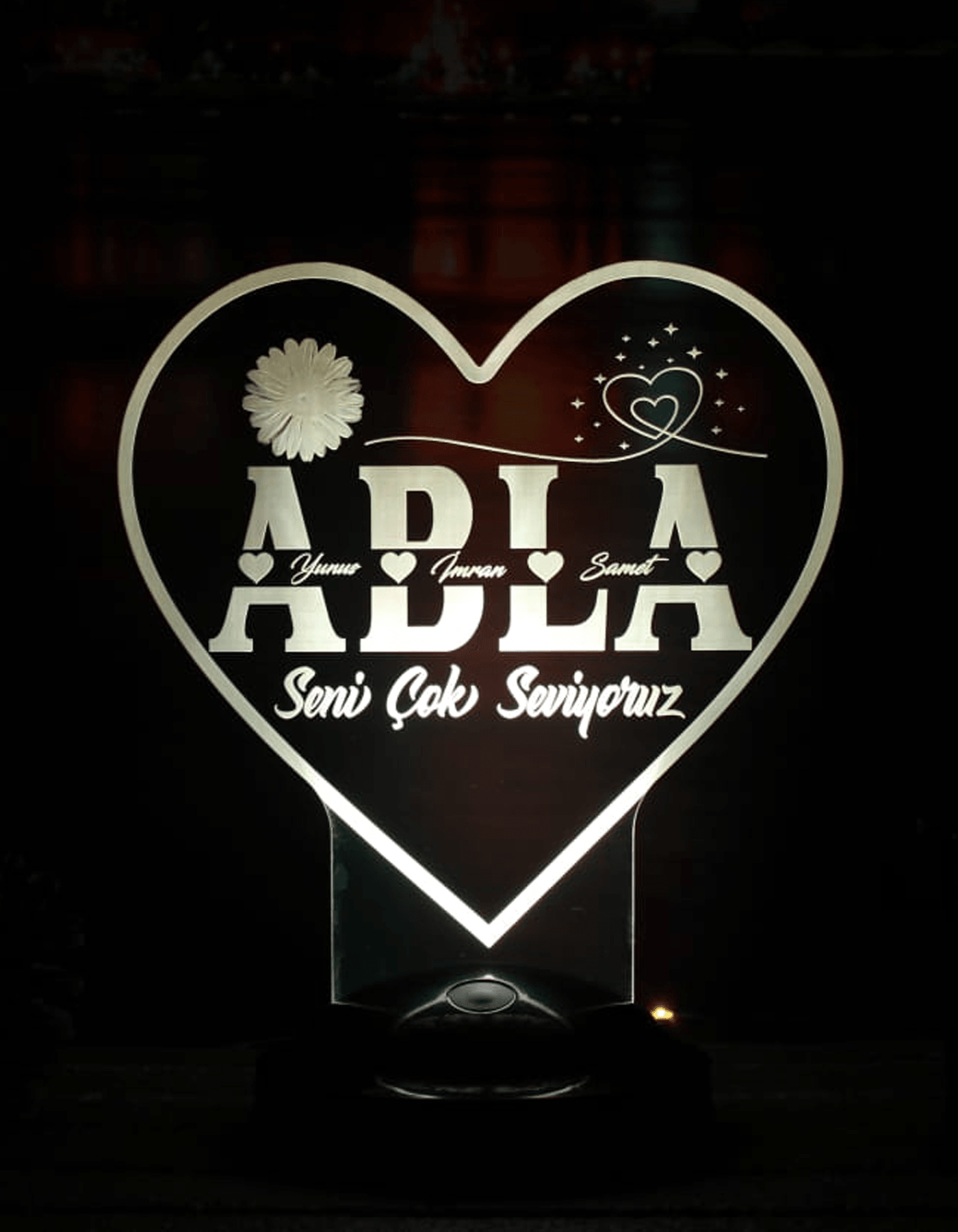Abla Yazılı Kişiye Özel 3D LED Lamba | Romantik ve Dekoratif Hediye - LoveLamp
