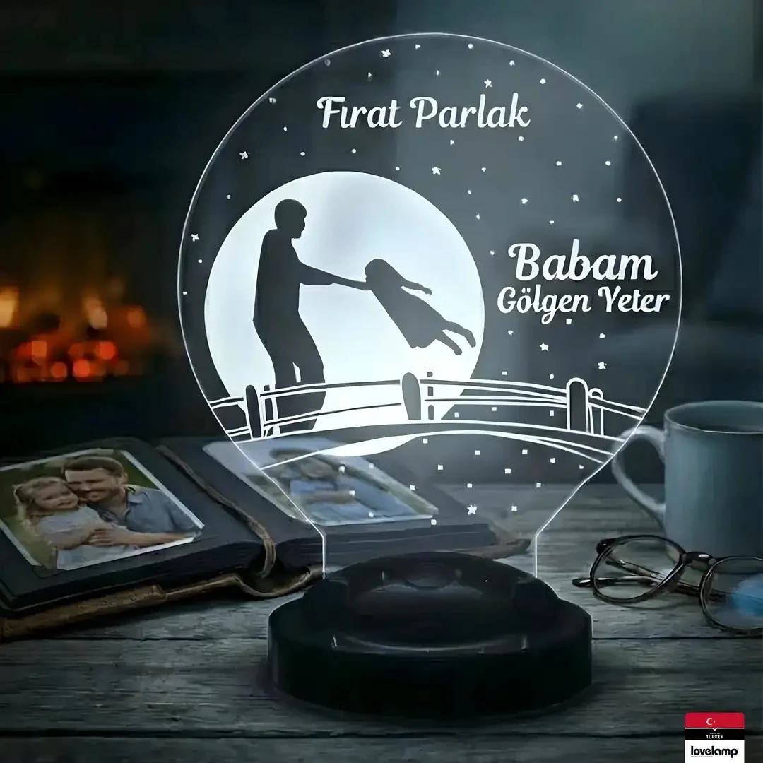 Kahraman Babam Temalı 3D LED Lamba | Kişiye Özel Babalar Günü Hediyesi - LoveLamp