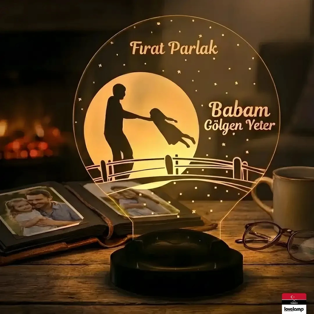 Kahraman Babam Temalı 3D LED Lamba | Kişiye Özel Babalar Günü Hediyesi - LoveLamp
