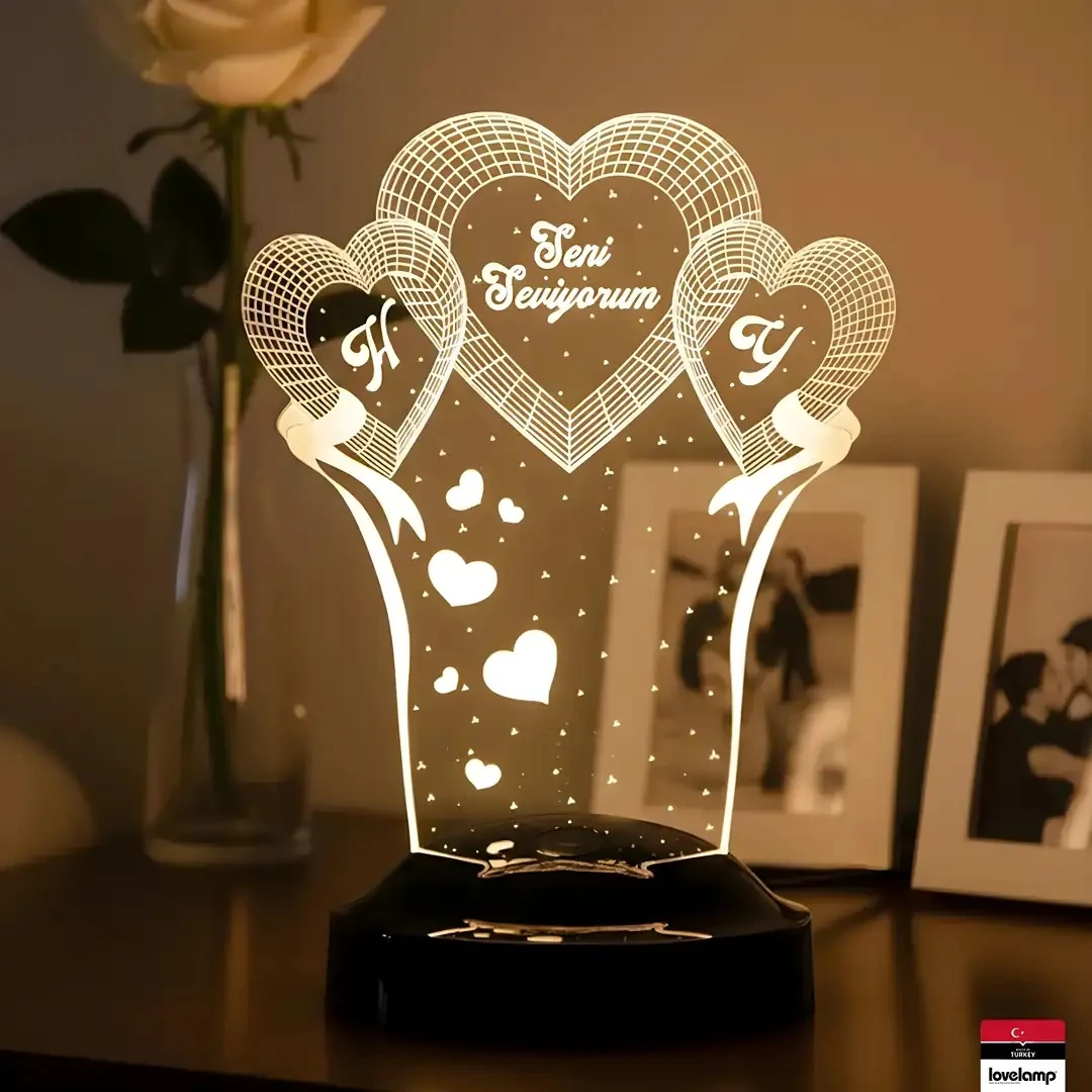 Yıldönümü Temalı 3D LED Lamba | Sevgiliye Romantik Hediye - LoveLamp