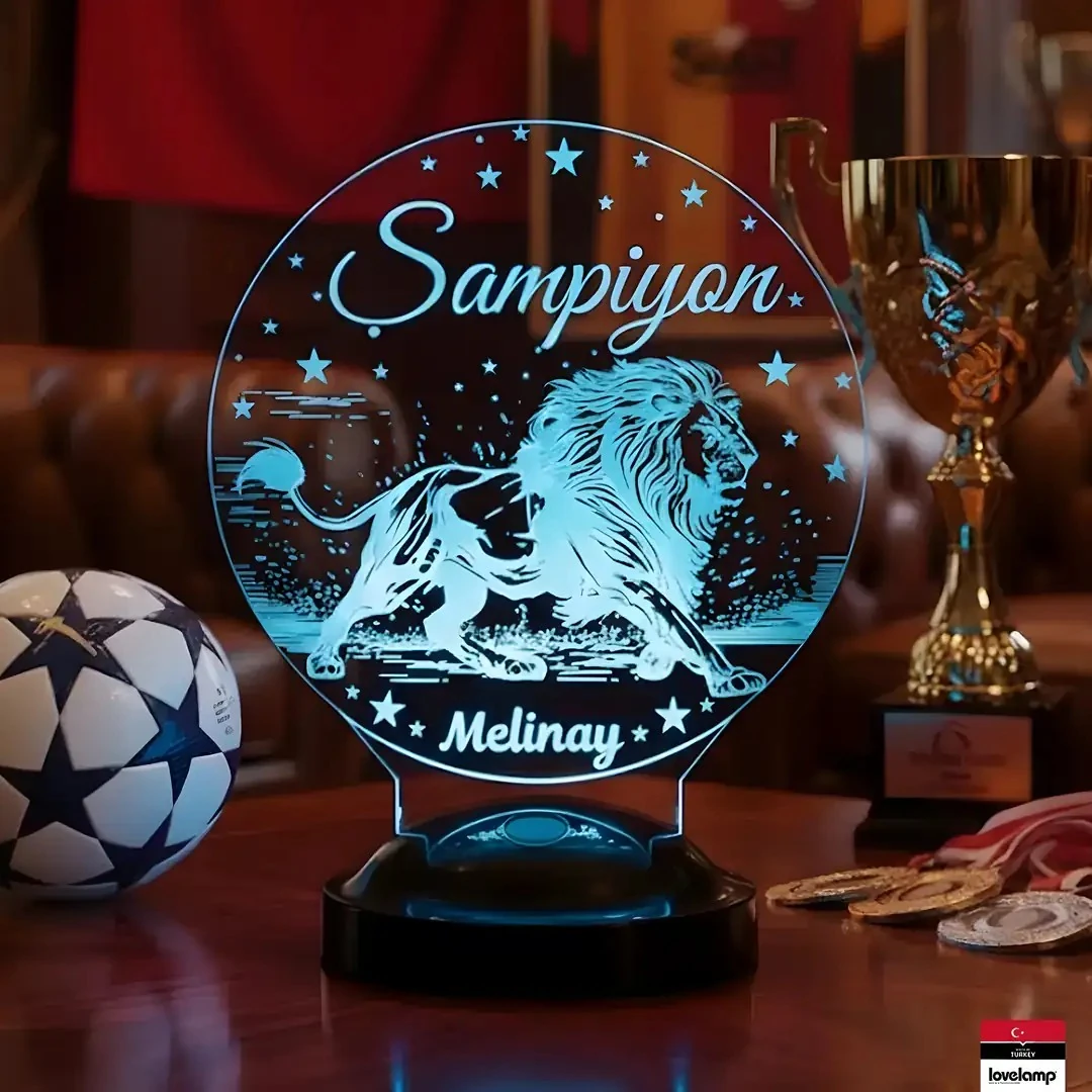 Şampiyon Taraftar Temalı 3D LED Lamba | Kişiye Özel Anlamlı Hediye - LoveLamp
