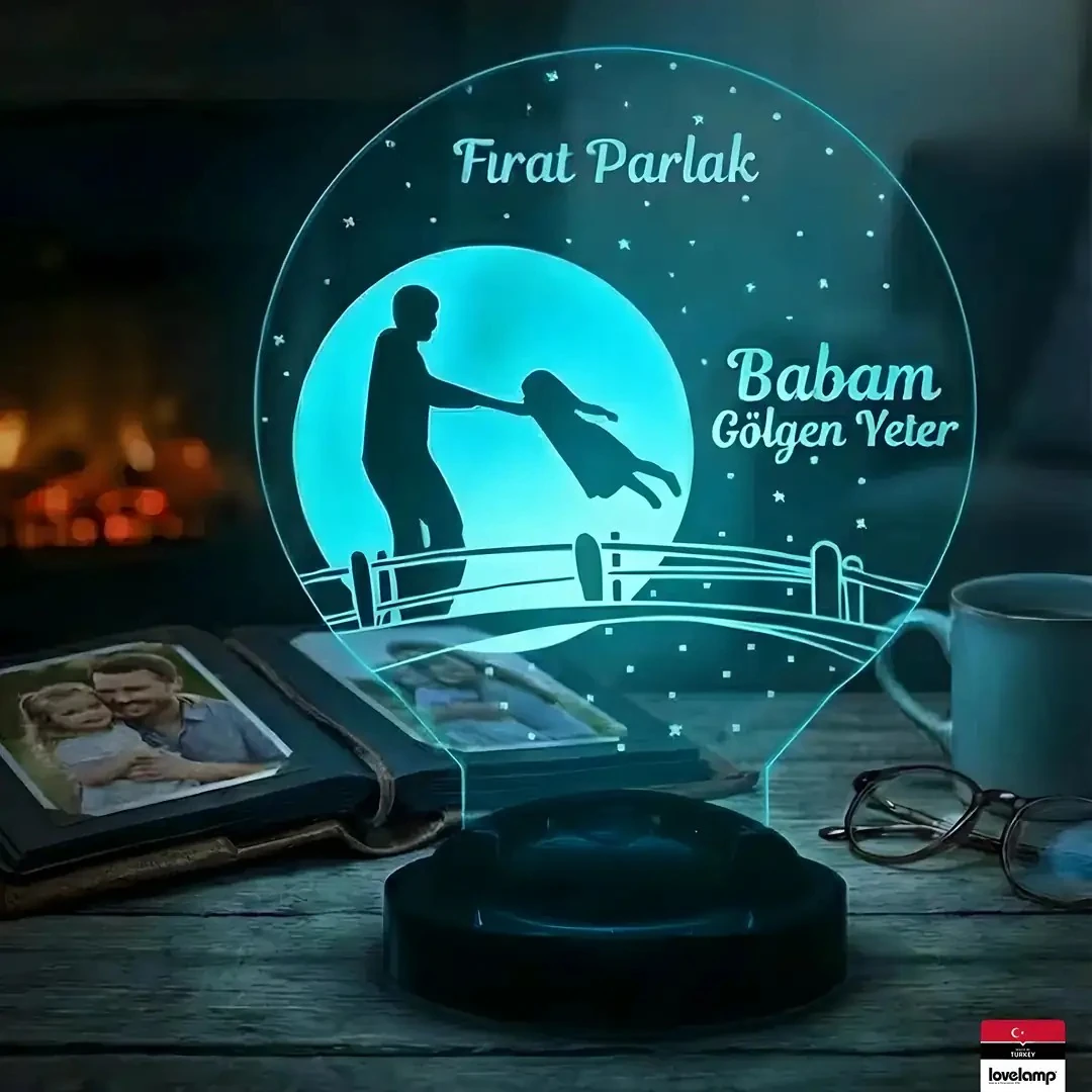 Kahraman Babam Temalı 3D LED Lamba | Kişiye Özel Babalar Günü Hediyesi - LoveLamp