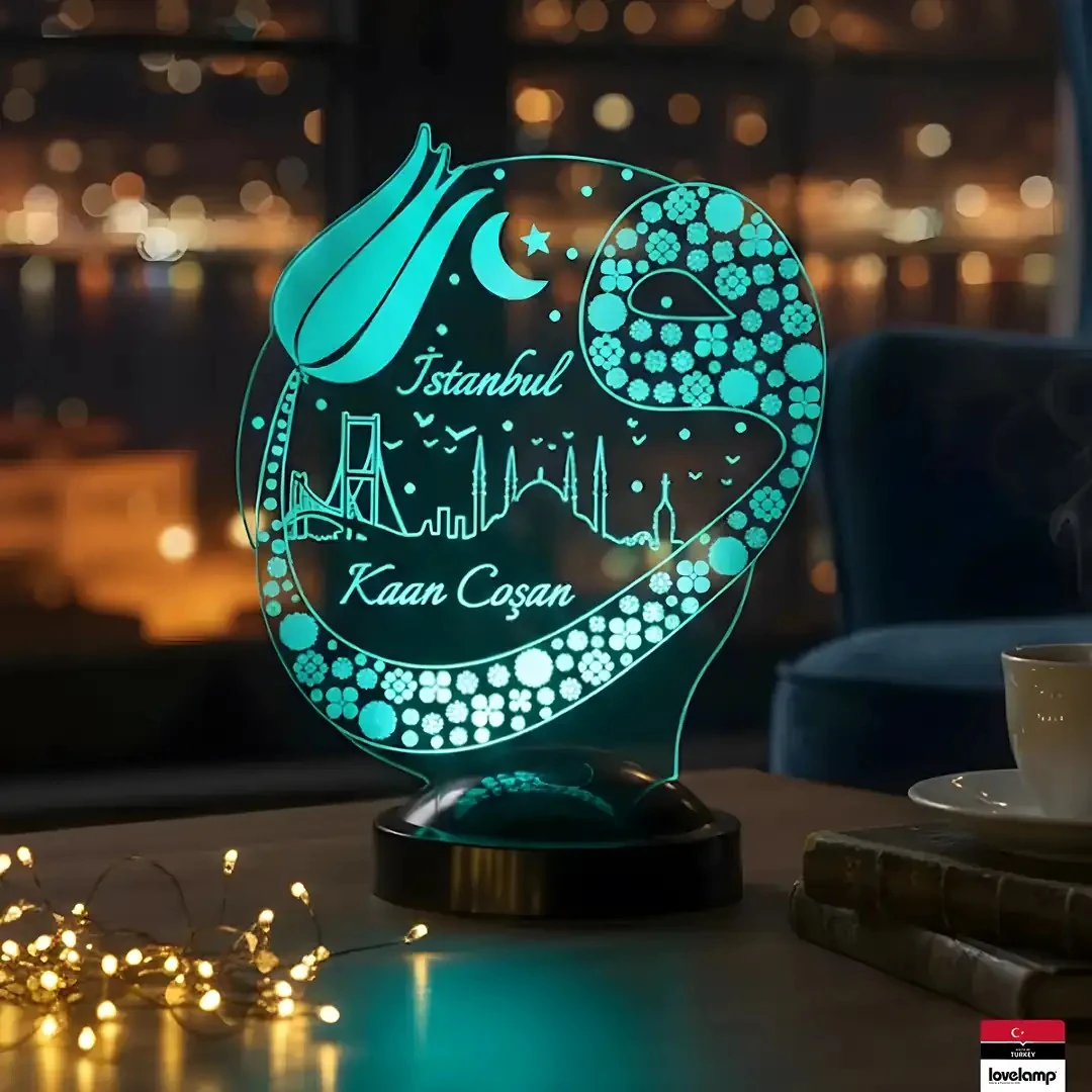 Vav İstanbul ve Lale 3D LED Lamba | Manevi Hediye - LoveLamp