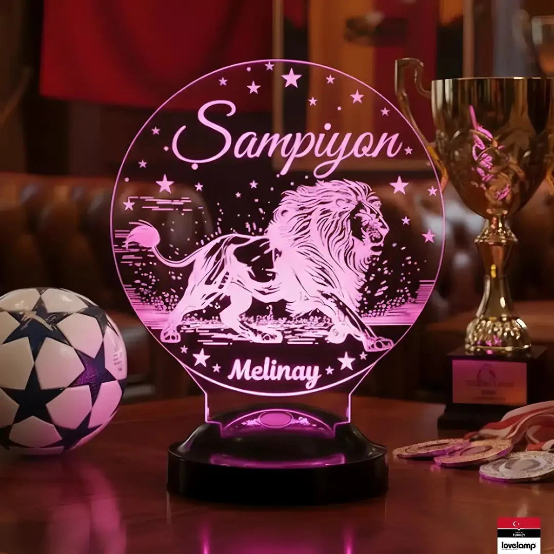Şampiyon Taraftar Temalı 3D LED Lamba | Kişiye Özel Anlamlı Hediye - LoveLamp