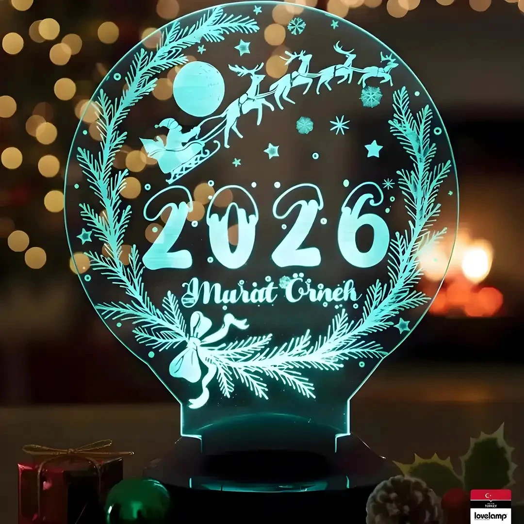 Noel 2026 Yeni Yıl 3D LED Lamba | Özel Yılbaşı Hediyesi - LoveLamp