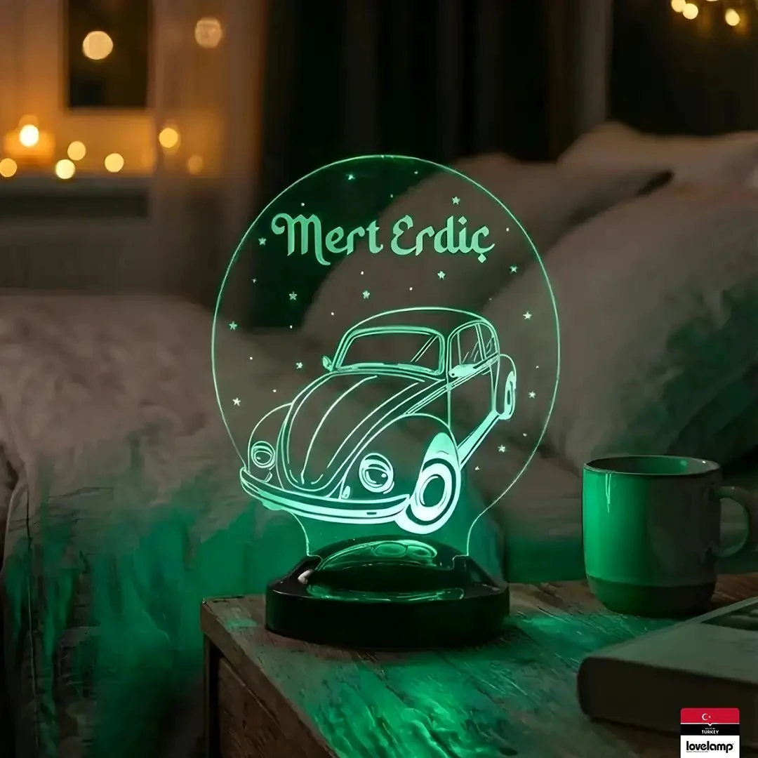 Vosvos Temalı 3D LED Lamba | Retro Hediye Tasarımı - LoveLamp