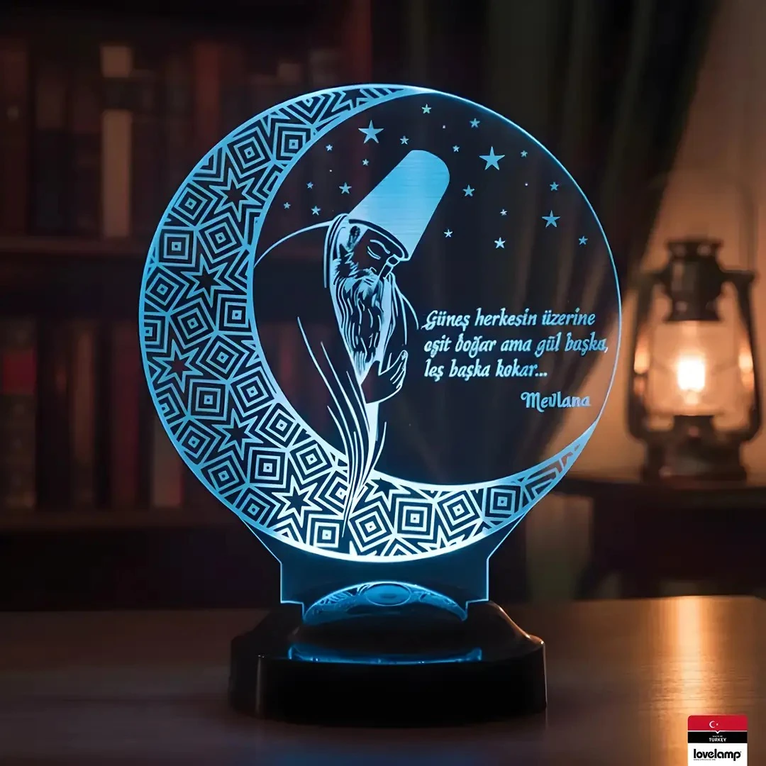 Mevlana Temalı 3D LED Lamba | Manevi Hediye Seçeneği - LoveLamp