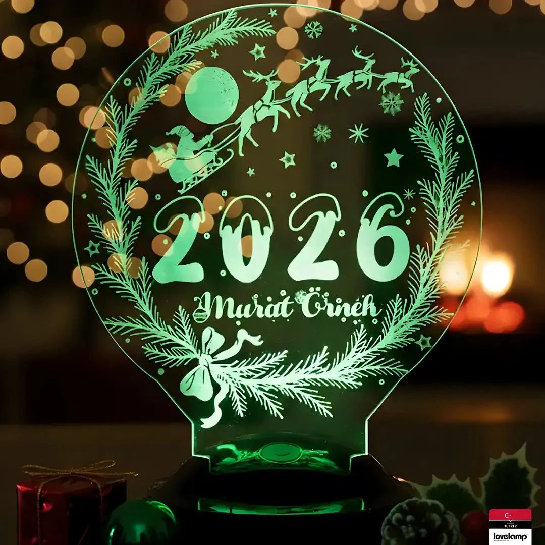 Noel 2026 Yeni Yıl 3D LED Lamba | Özel Yılbaşı Hediyesi - LoveLamp