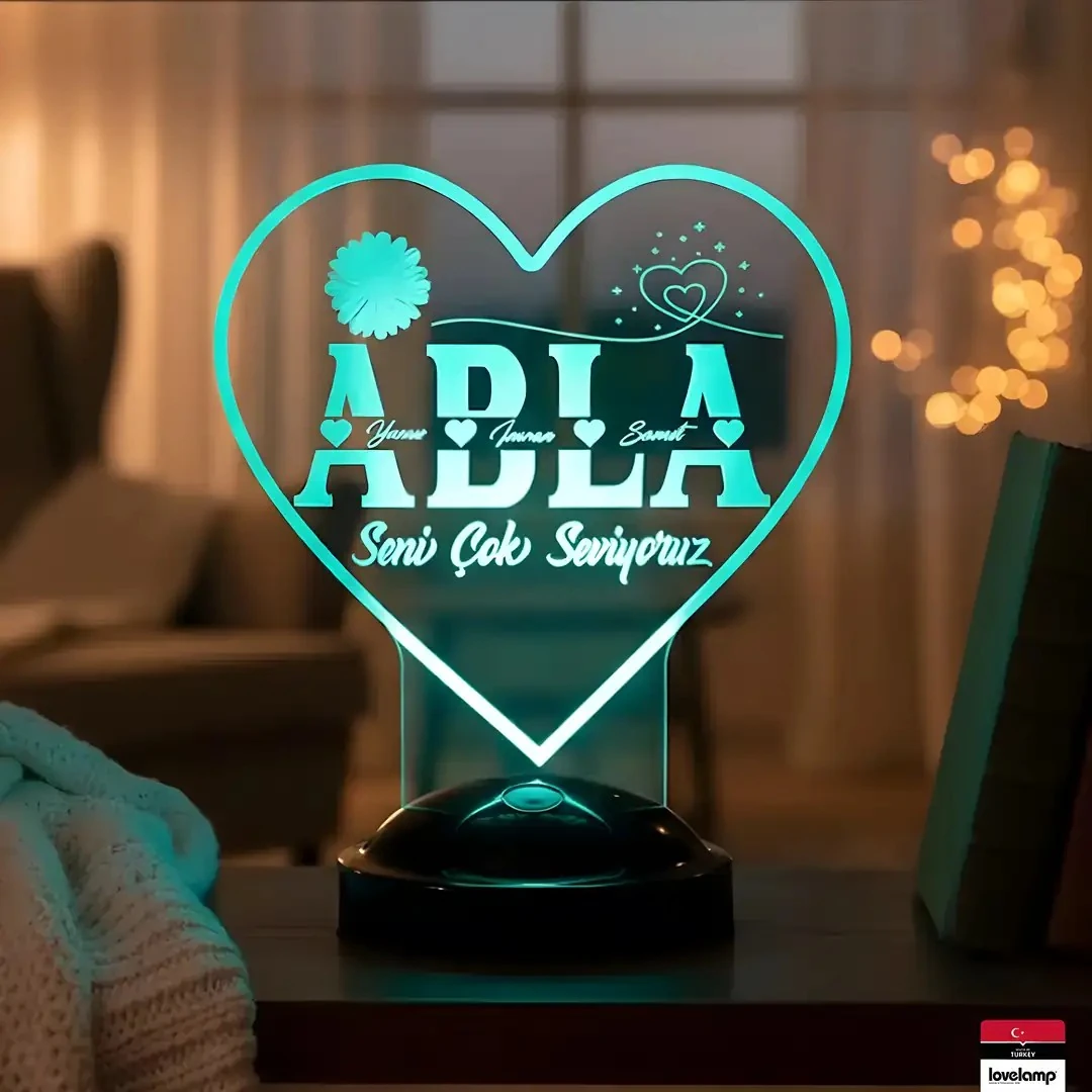 Abla Yazılı Kişiye Özel 3D LED Lamba | Romantik ve Dekoratif Hediye - LoveLamp