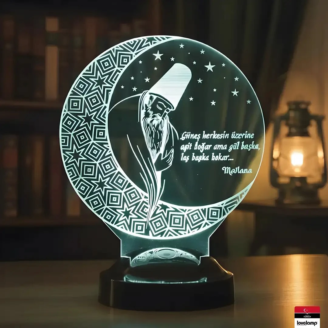 Mevlana Temalı 3D LED Lamba | Manevi Hediye Seçeneği - LoveLamp