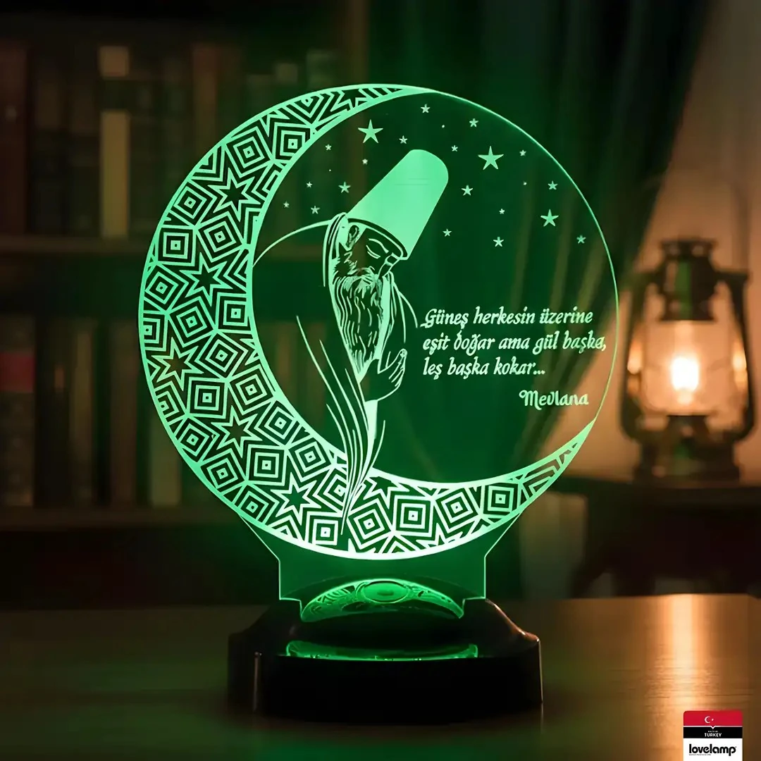 Mevlana Temalı 3D LED Lamba | Manevi Hediye Seçeneği - LoveLamp