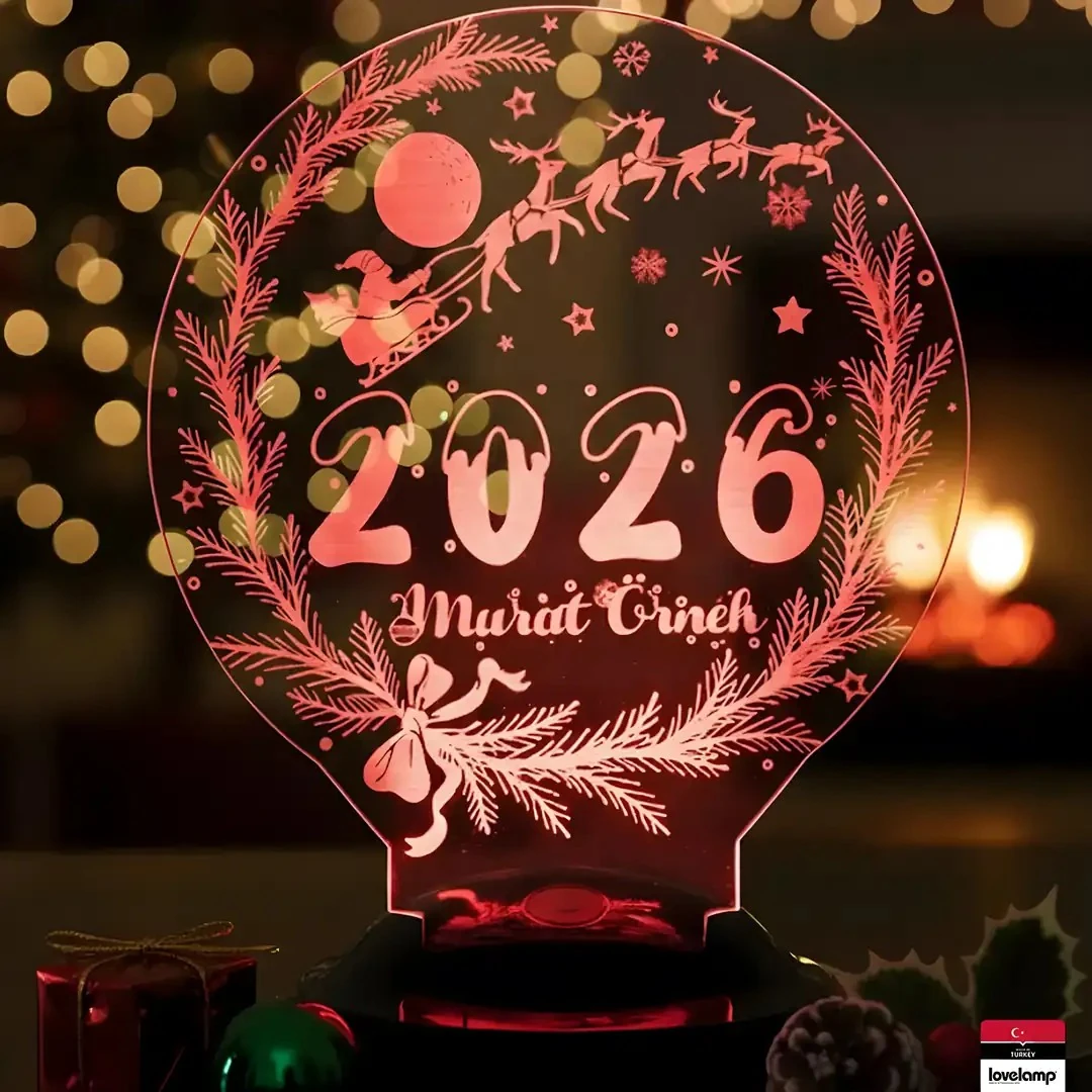 Noel 2026 Yeni Yıl 3D LED Lamba | Özel Yılbaşı Hediyesi - LoveLamp
