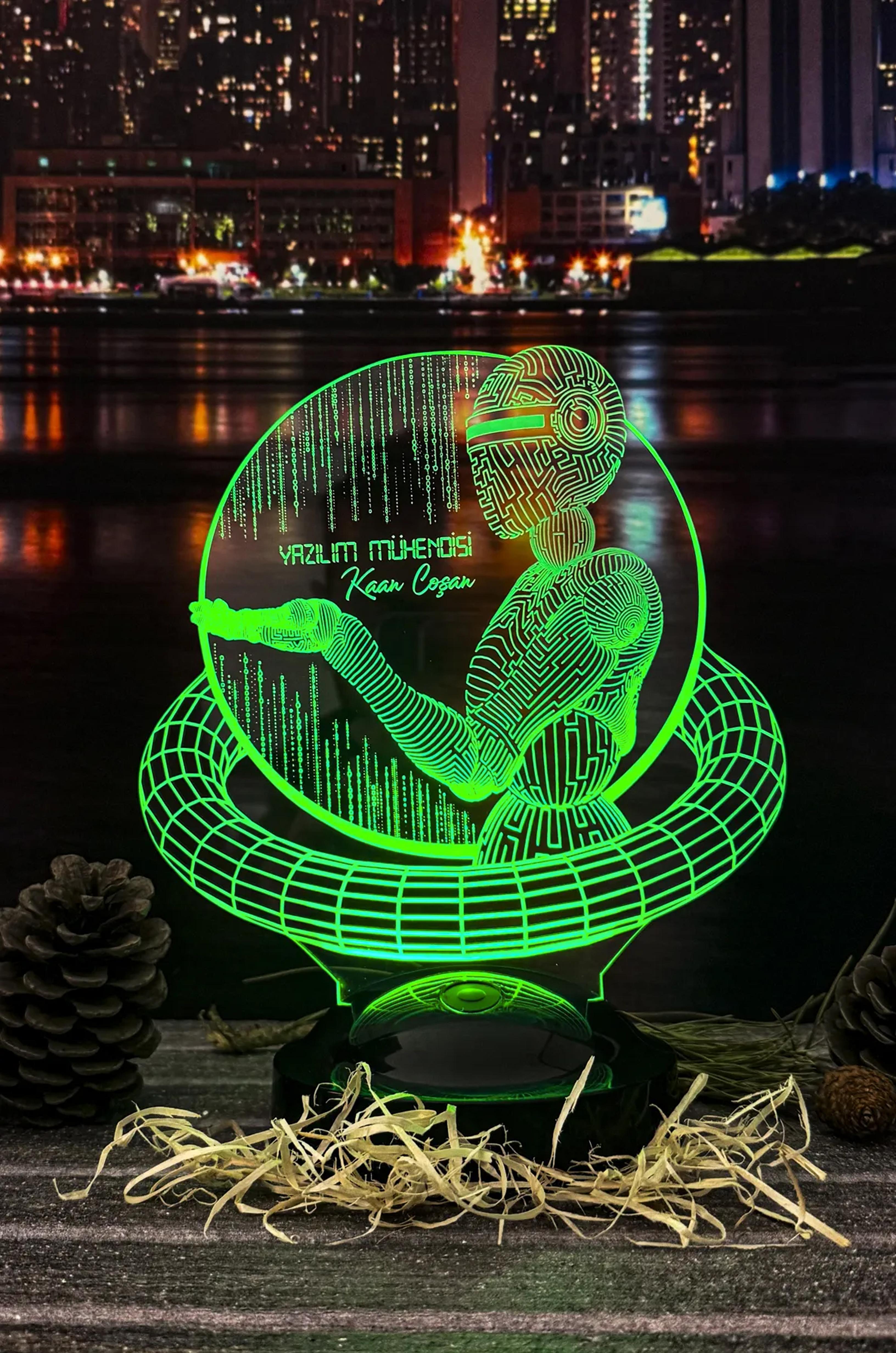 Yapay Zeka Yazılım Mühendisi Temalı 3D LED Lamba | Mesleki Kişiye Özel Hediye - LoveLamp