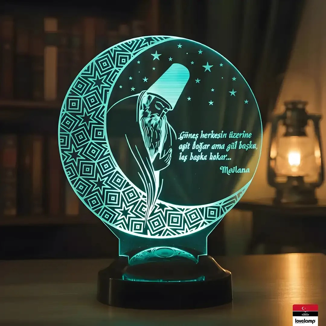 Mevlana Temalı 3D LED Lamba | Manevi Hediye Seçeneği - LoveLamp