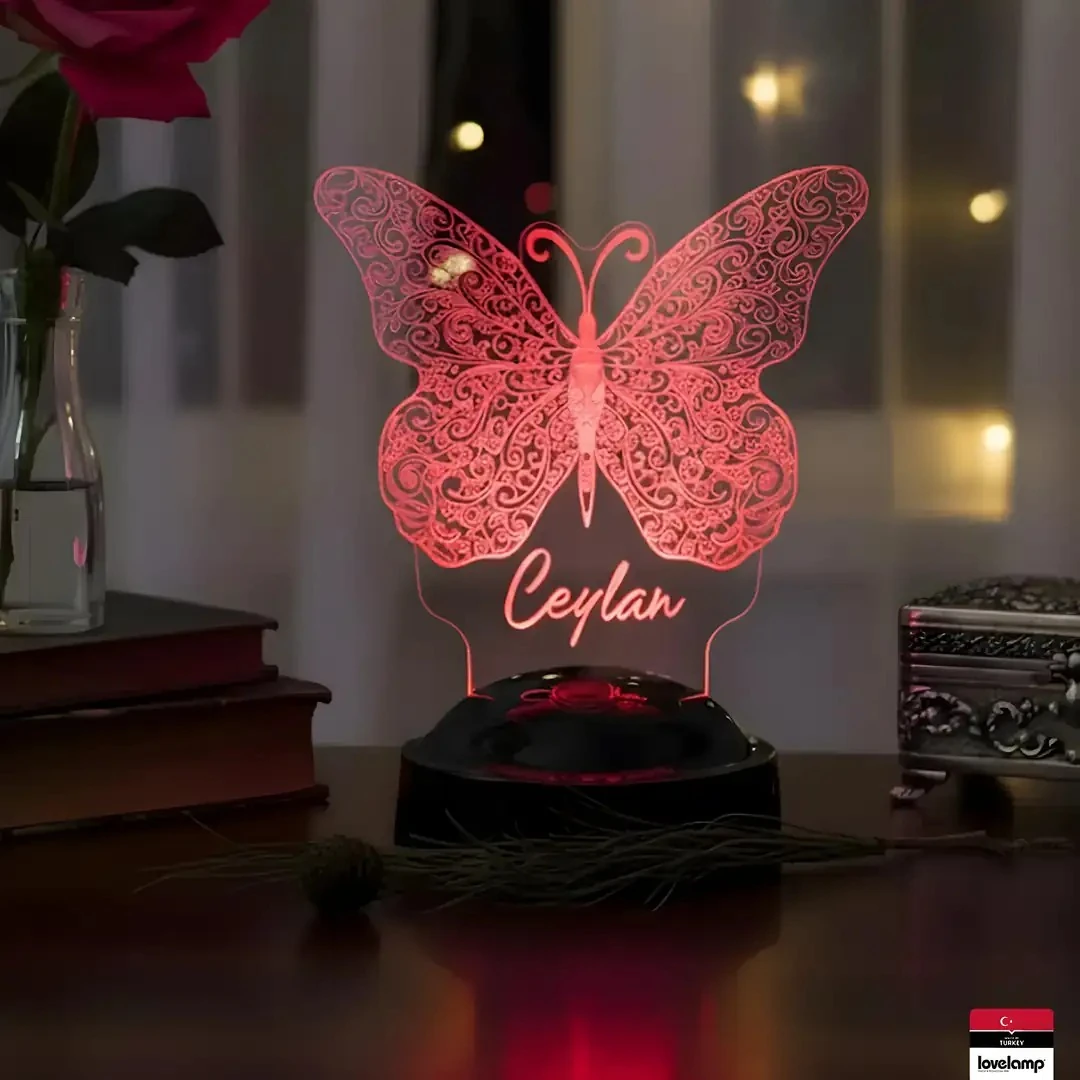 Kelebek Tasarımlı 3D LED Lamba | Zarif Hediye Seçeneği - LoveLamp