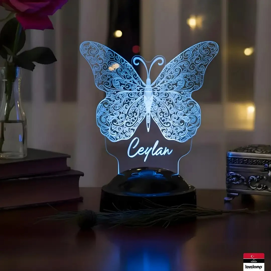 Kelebek Tasarımlı 3D LED Lamba | Zarif Hediye Seçeneği - LoveLamp