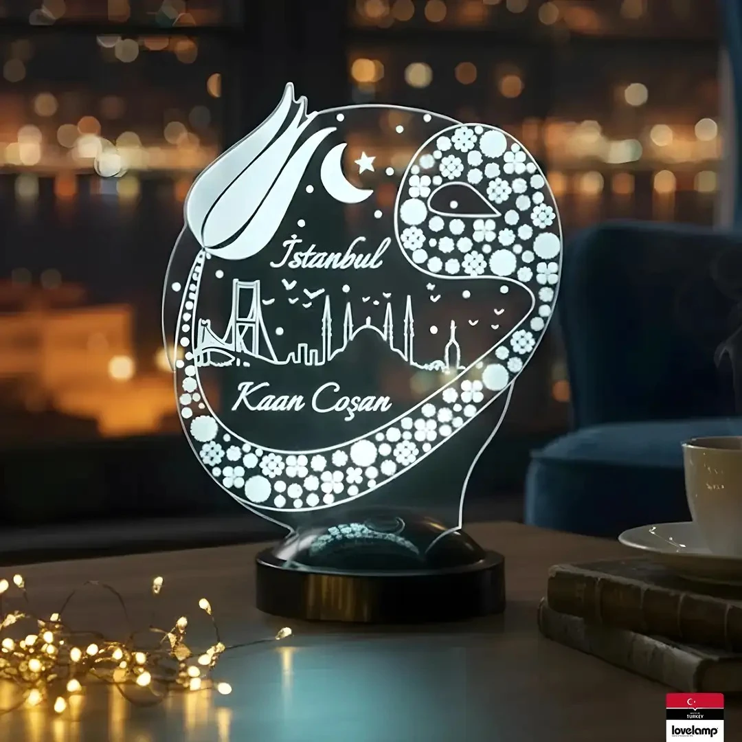 Vav İstanbul ve Lale 3D LED Lamba | Manevi Hediye - LoveLamp
