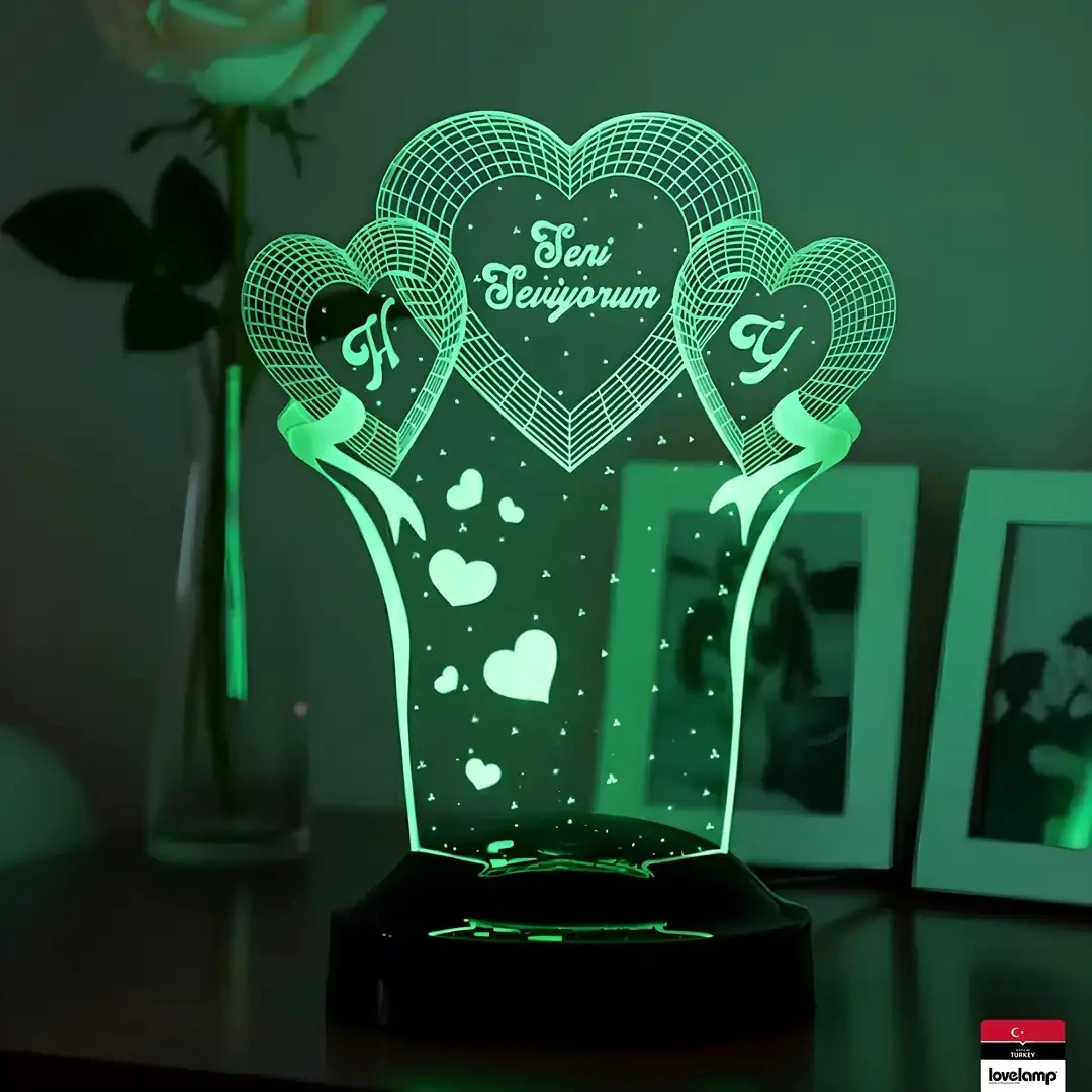 Yıldönümü Temalı 3D LED Lamba | Sevgiliye Romantik Hediye - LoveLamp