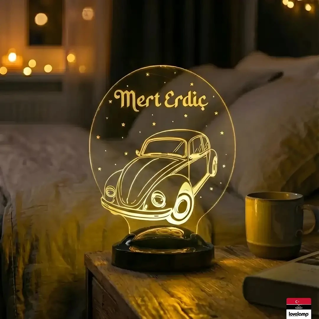 Vosvos Temalı 3D LED Lamba | Retro Hediye Tasarımı - LoveLamp