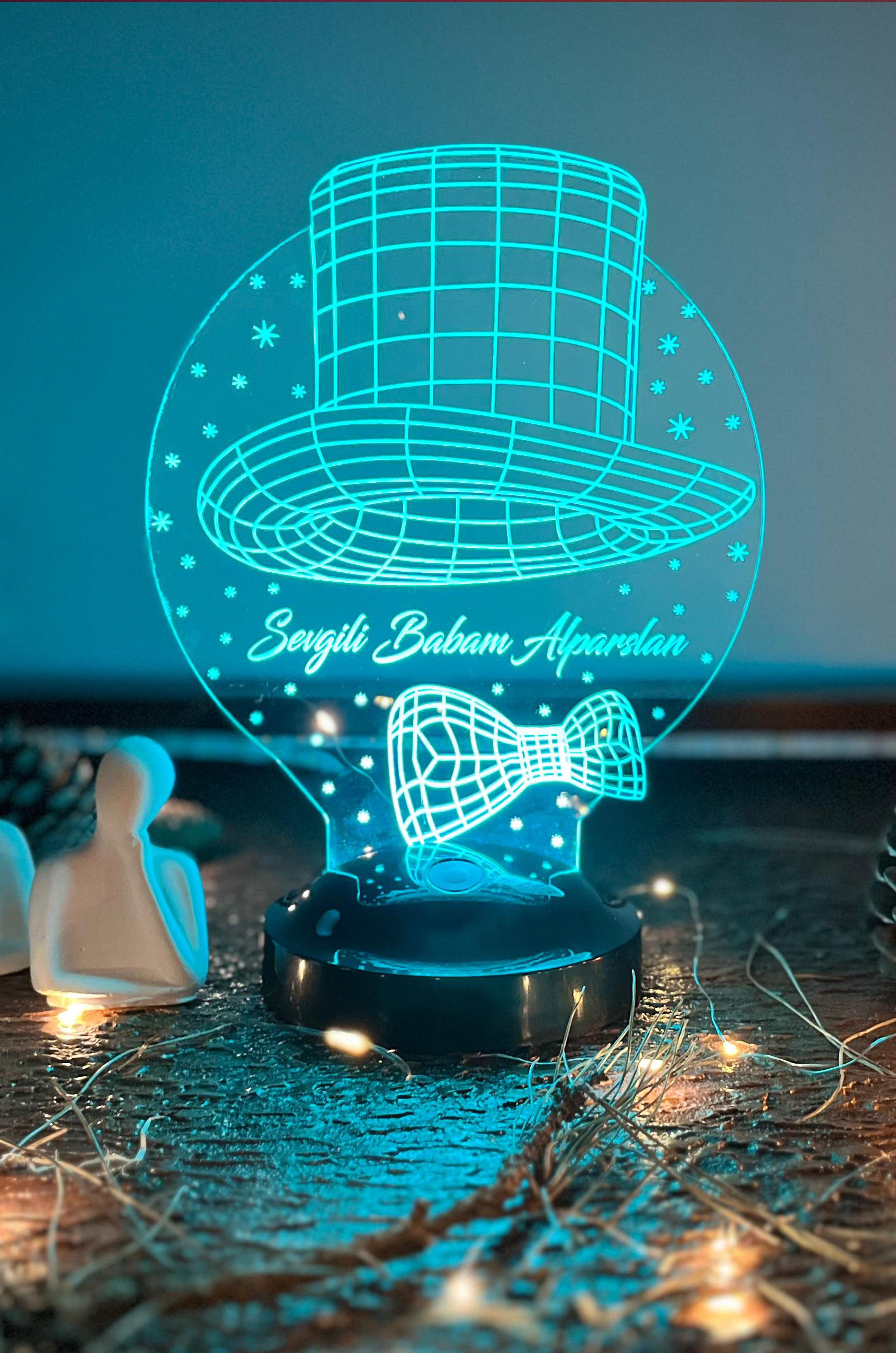 Babalar Günü Temalı 3D LED Lamba | Kişiye Özel Anlamlı Hediye - LoveLamp