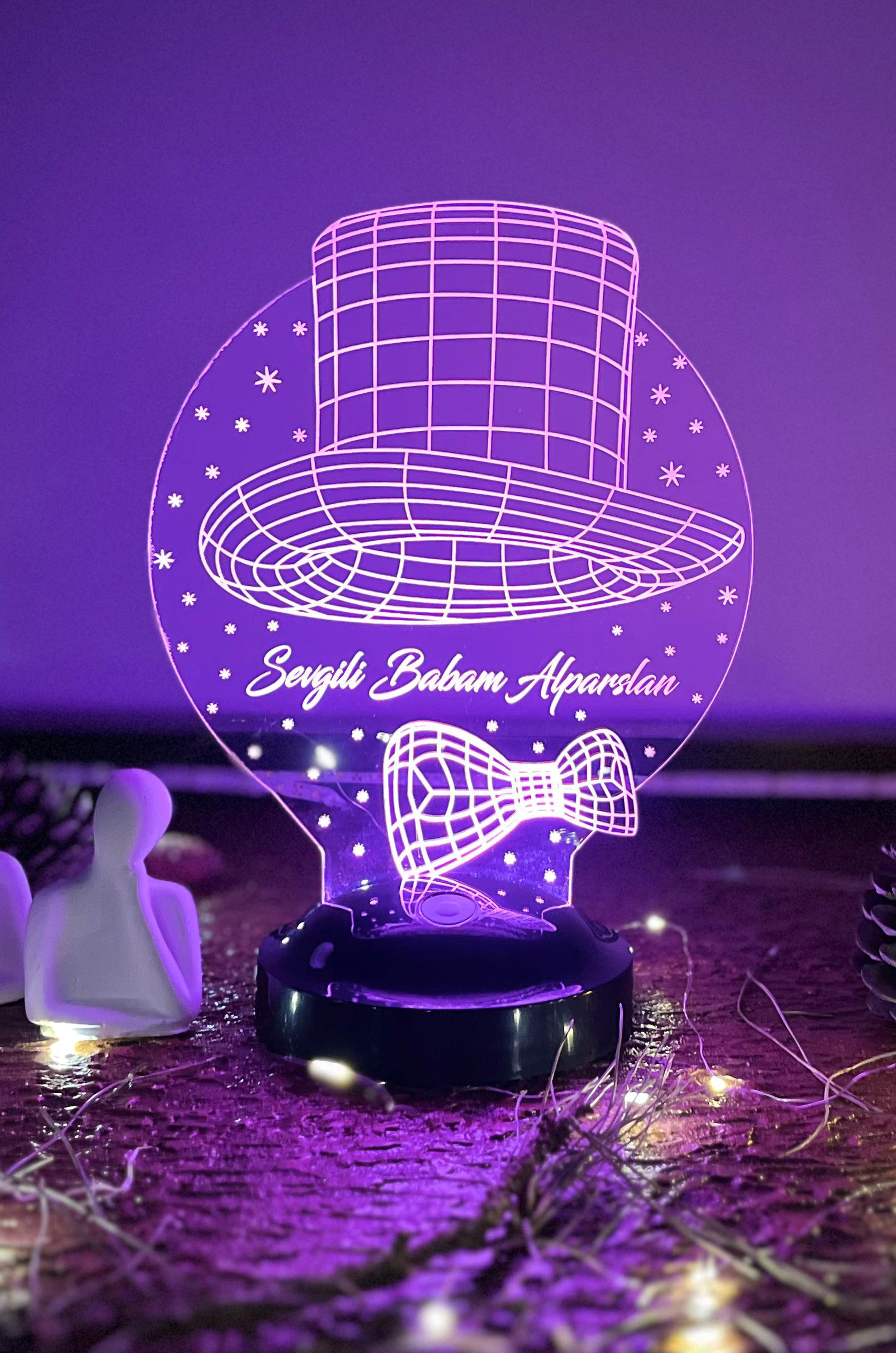 Babalar Günü Temalı 3D LED Lamba | Kişiye Özel Anlamlı Hediye - LoveLamp
