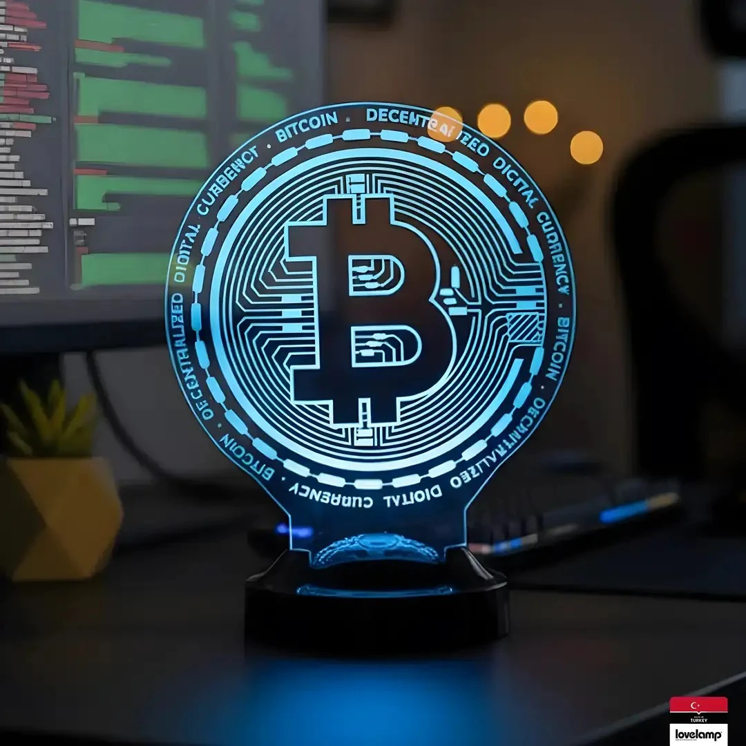 Bitcoin Temalı 3D LED Lamba | Kripto Para Tutkunlarına Özel Hediye - LoveLamp