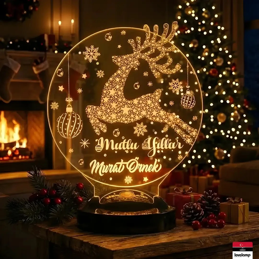 Zıplayan Geyik 2026 3D LED Lamba | Yılbaşı Özel Hediyesi - LoveLamp